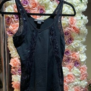 Navy sleeveless sequin top